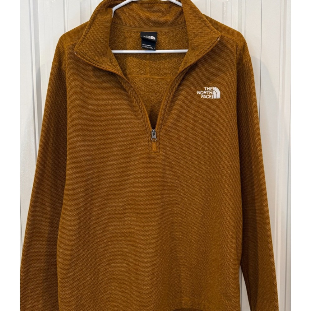 The North Face Men's L 1/4 Zip Fleece Pullover Mustard Gold Brown Outdoor Hiking